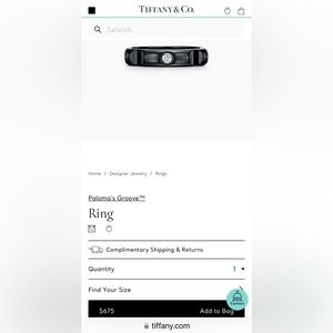 COPY - Tiffany & Co. Paloma’s grove ring, titanium & diamond, sz 8.